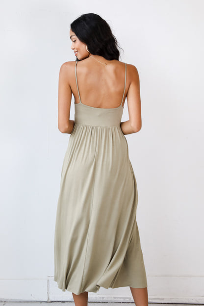 green Maxi Dress back view