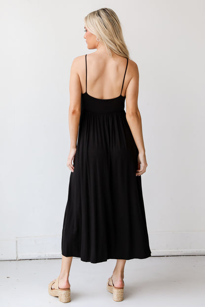 black Maxi Dress back view