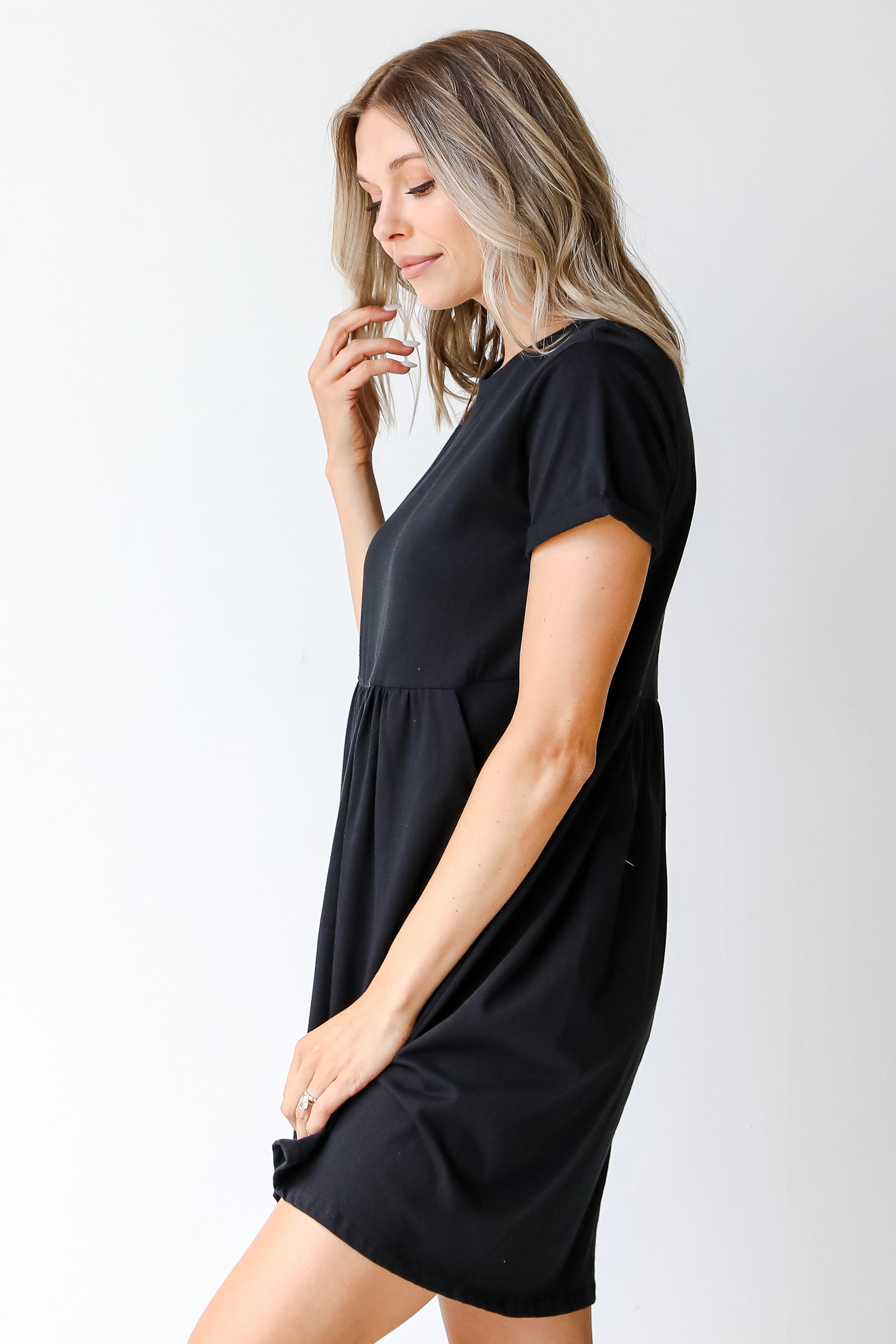 Babydoll Mini Dress in black side view