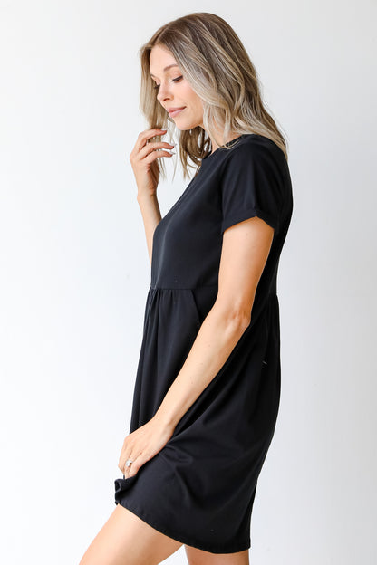 Babydoll Mini Dress in black side view