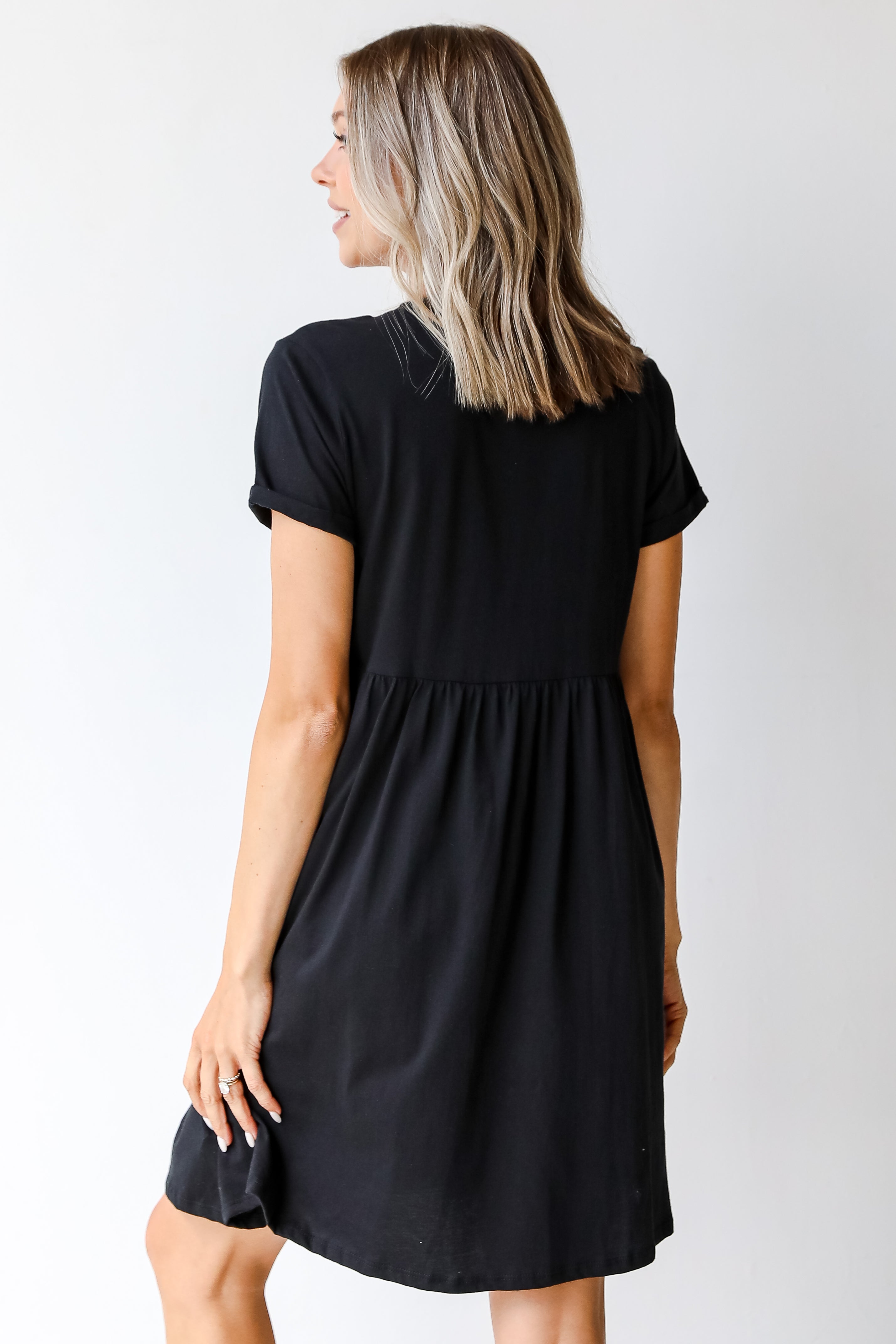 Babydoll Mini Dress in black back view