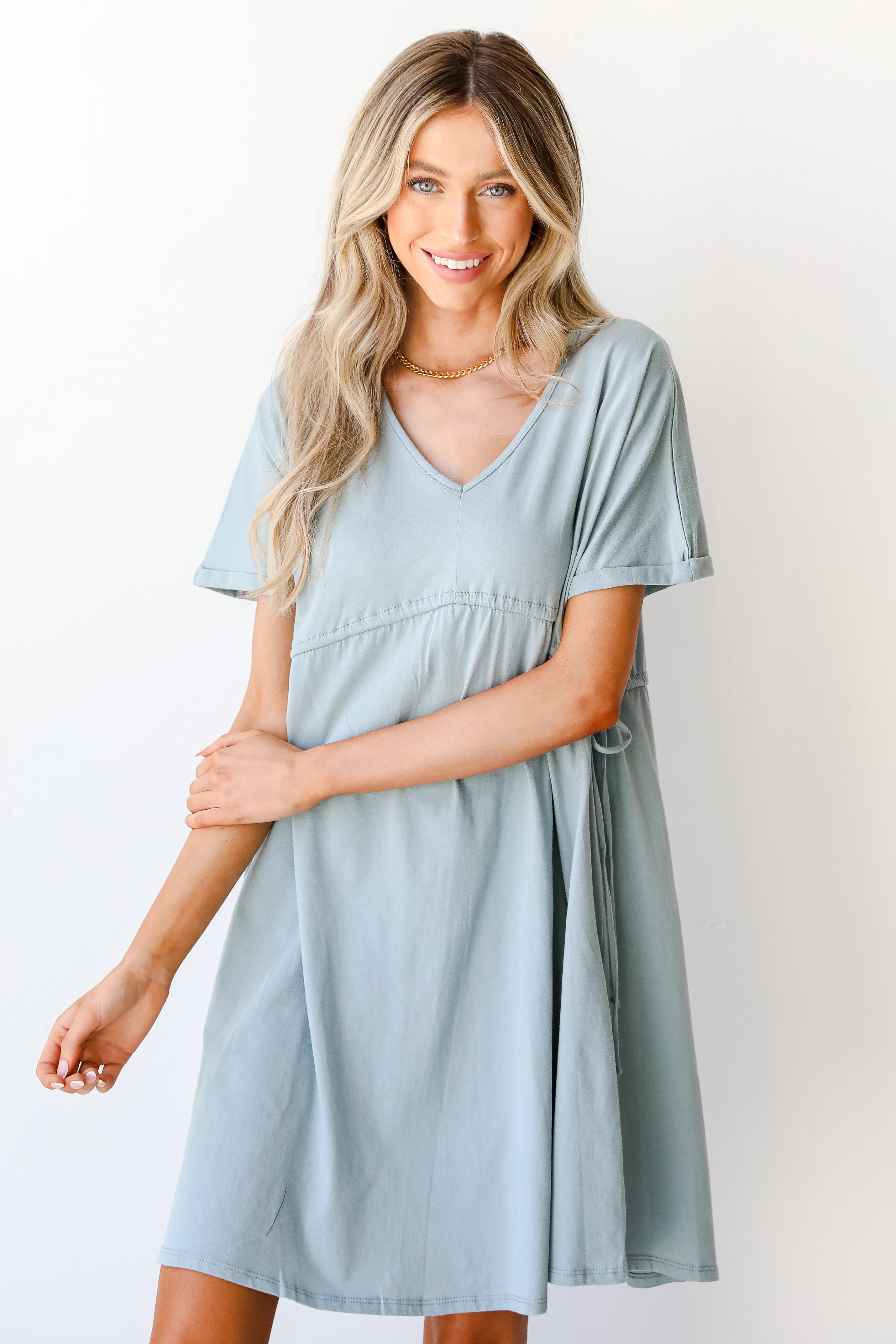 Dress in mint on model