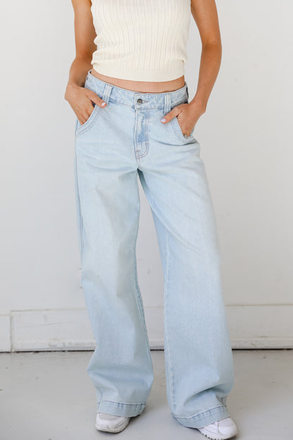 light wash Wide Leg Jeans