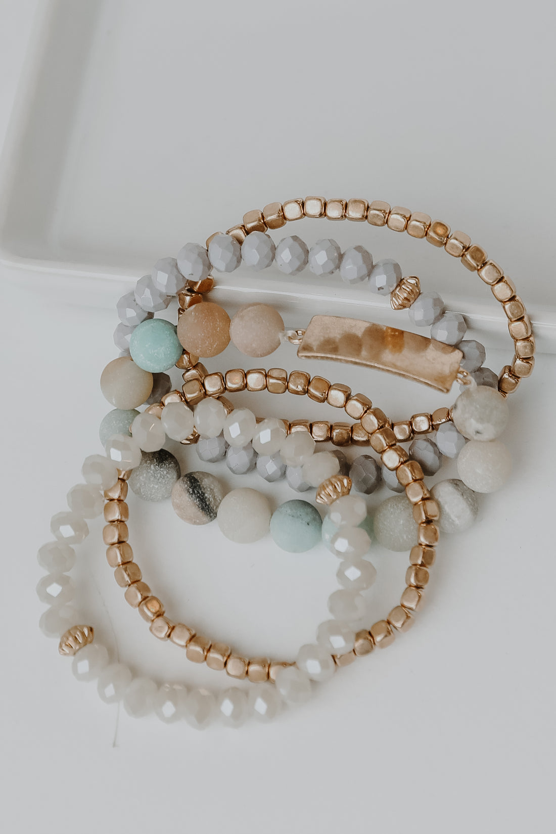 Beaded Bracelet Set in grey