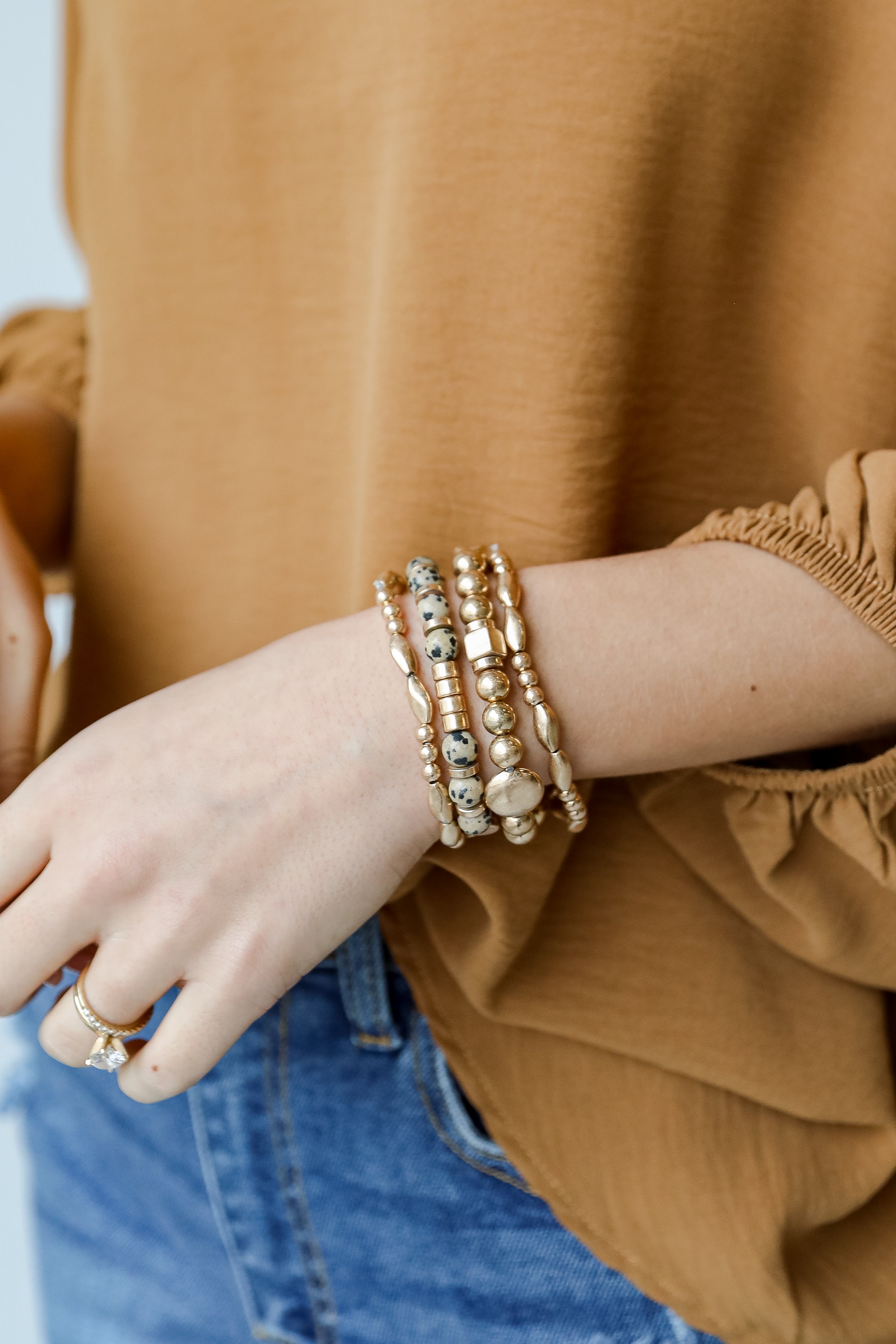 Gold Beaded Bracelet Set
