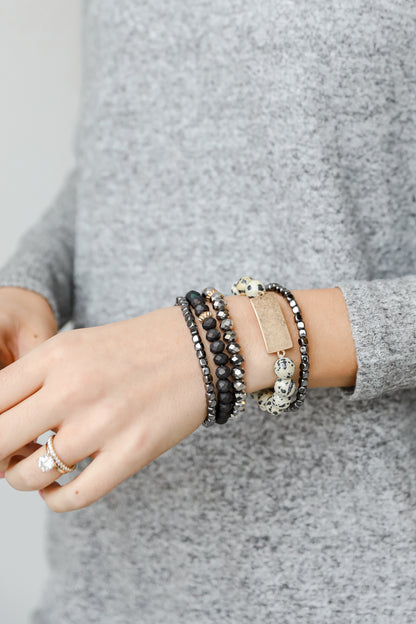 Beaded Bracelet Set in black