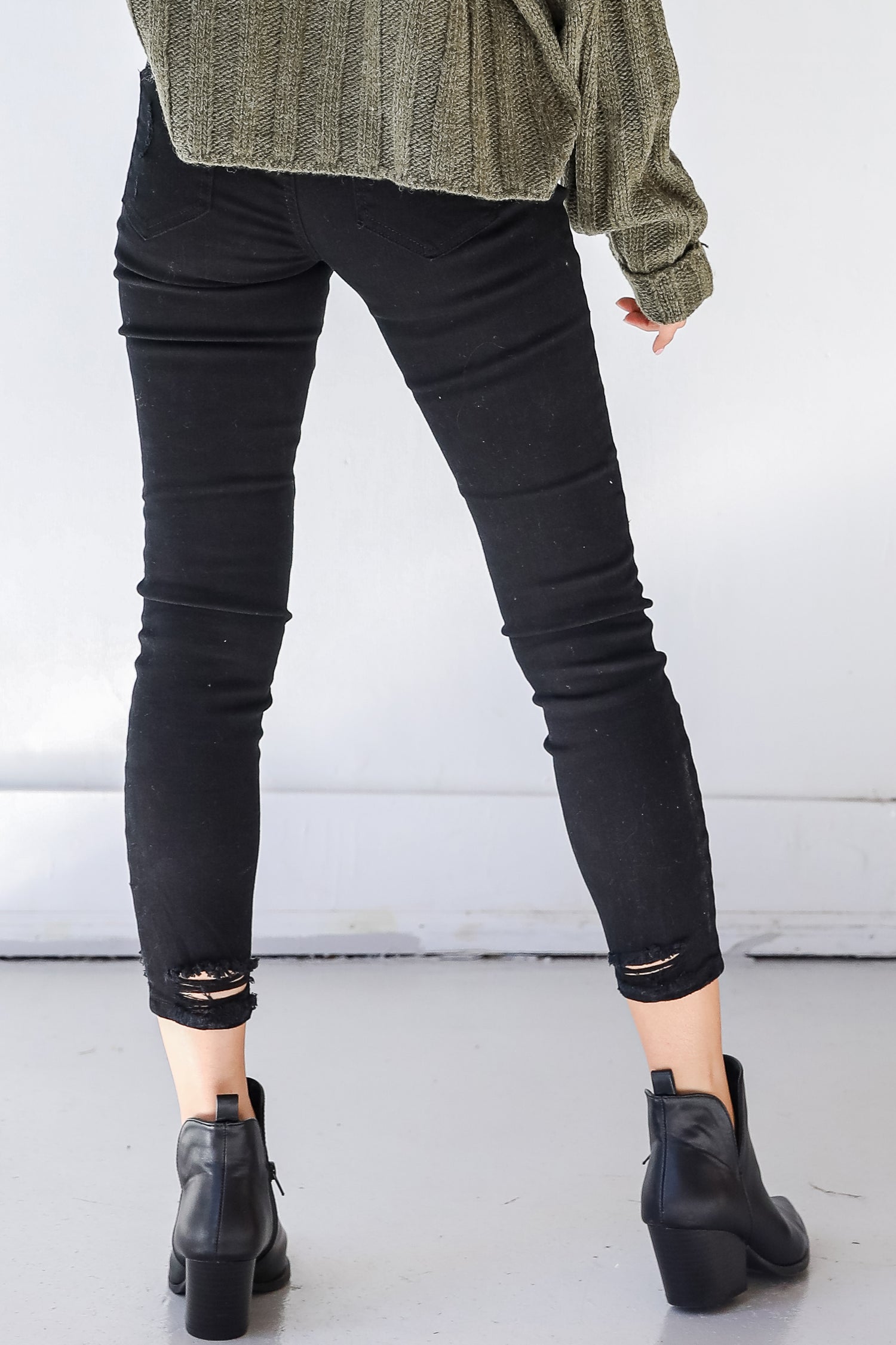 Distressed Black Skinny Jeans back view