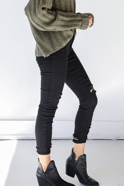 Distressed Black Skinny Jeans side view