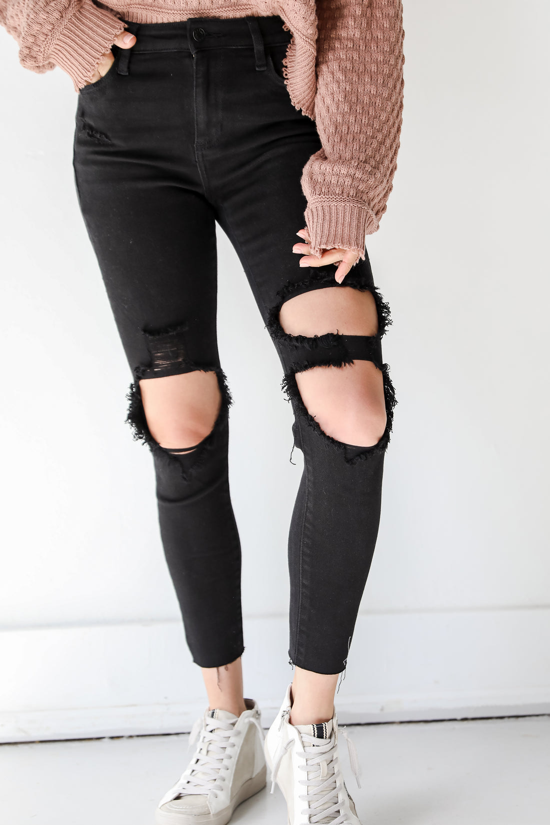 Black Distressed Skinny Jeans