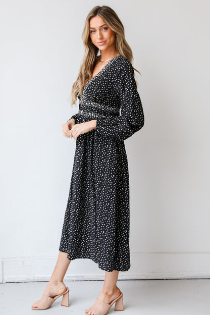 black Floral Midi Dress side view