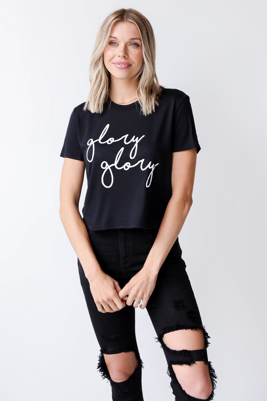 Glory Glory Cropped Tee on model