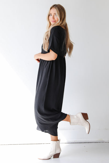 black jumpsuit side view