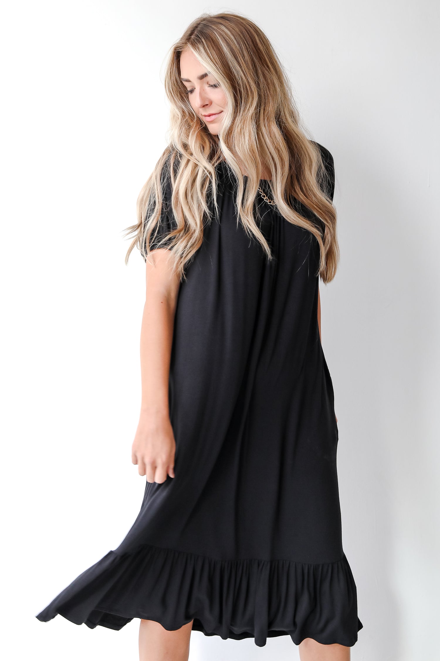 black midi dress