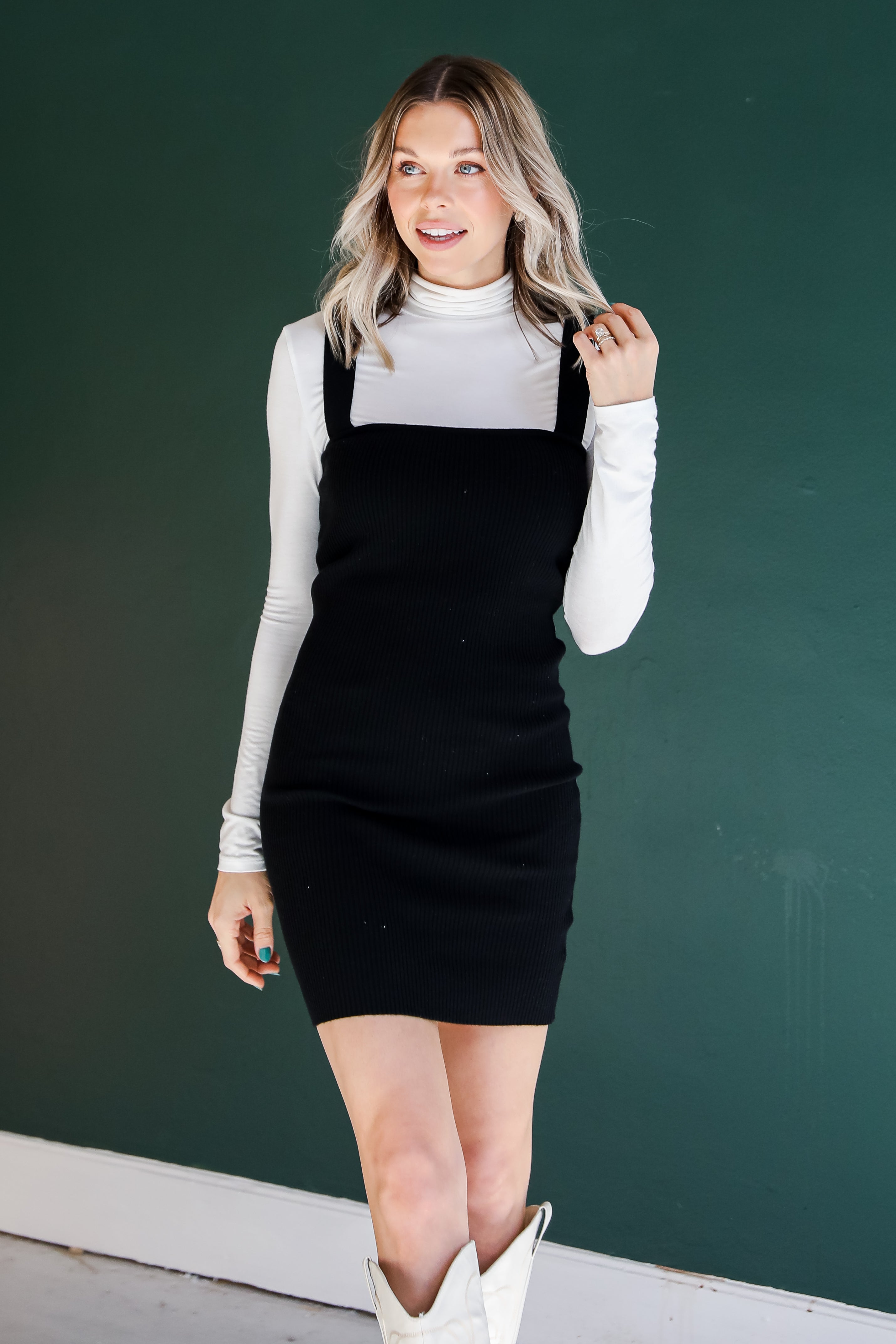 black Bodycon Sweater Dress