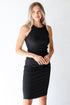 black bodycon dress