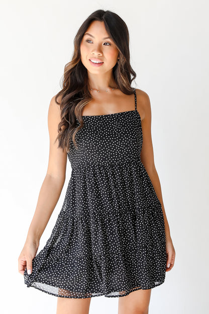 black Polka Dot Mini Dress
