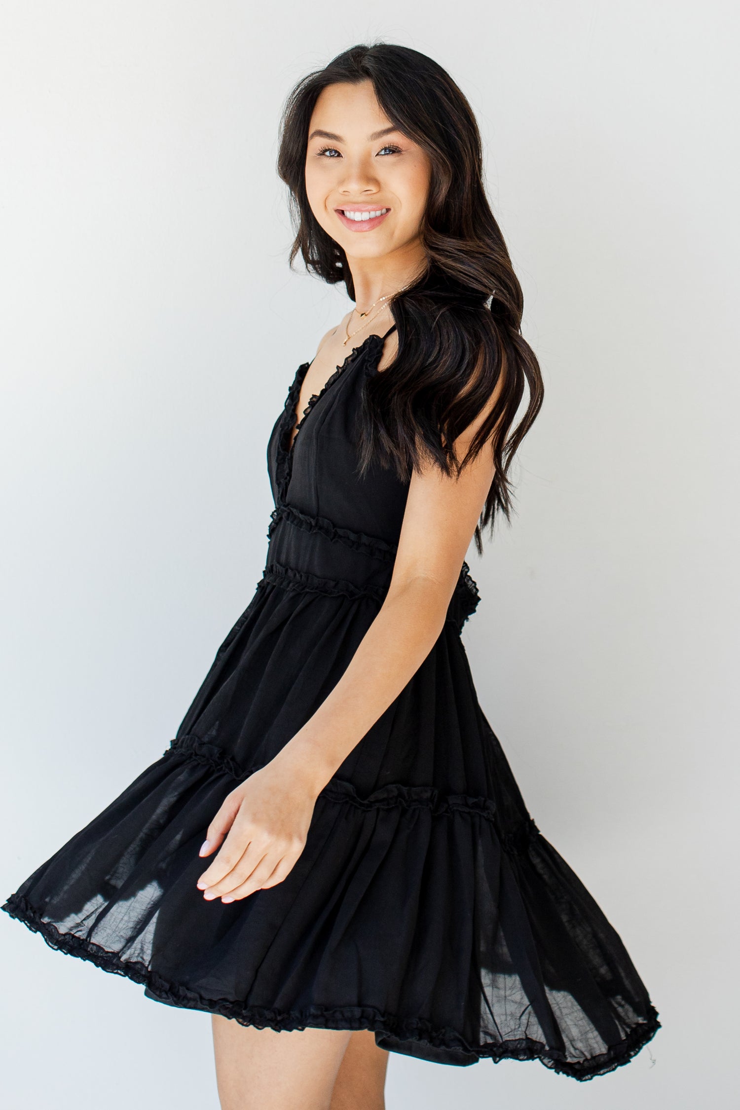 Ruffle Mini Dress on model