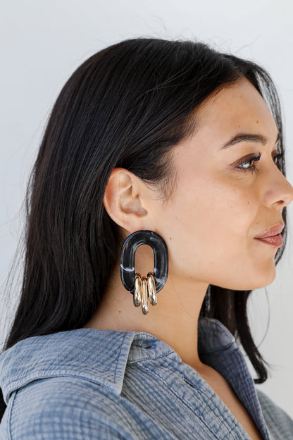 Acrylic Statement Earrings on model
