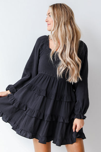 black tiered dress