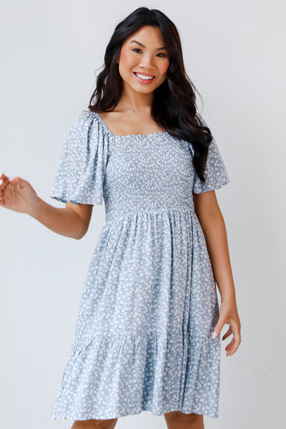 blue Floral Mini Dress
