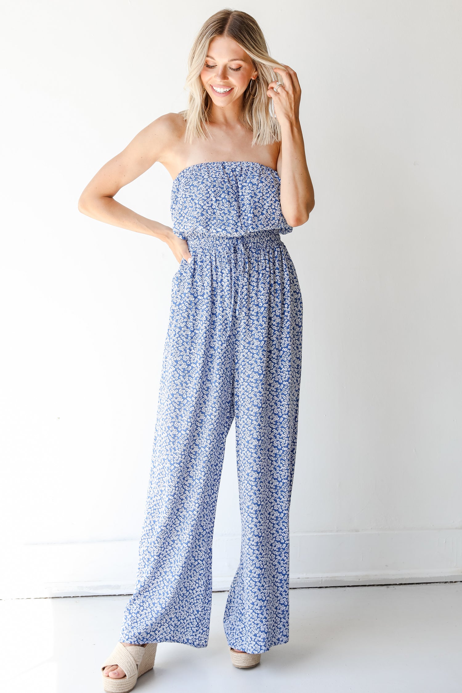Florals Strapless Jumpsuit