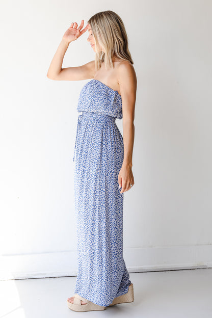 Florals Strapless Jumpsuit side view