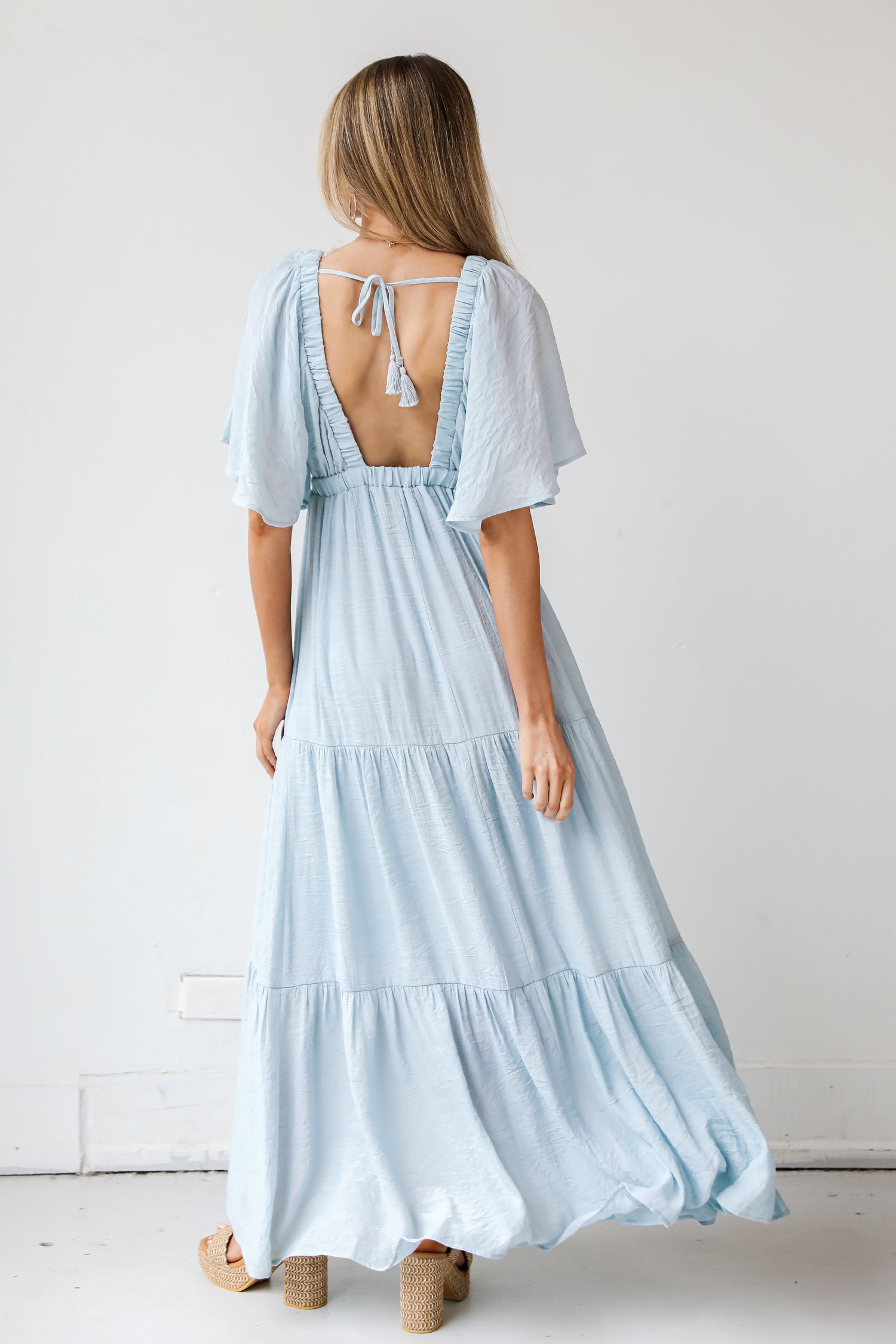 blue Maxi Dress back view