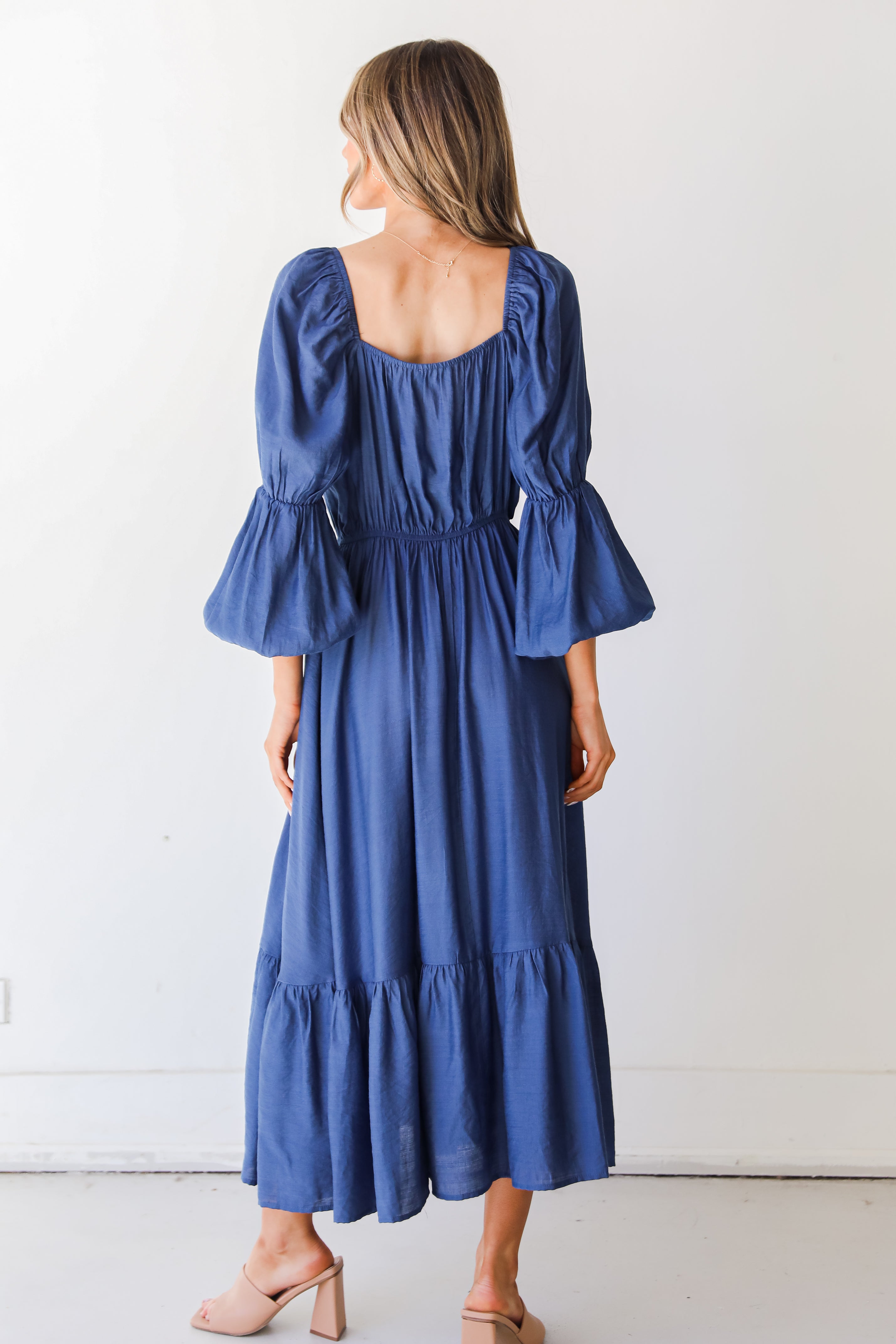 navy blue Maxi Dress back view