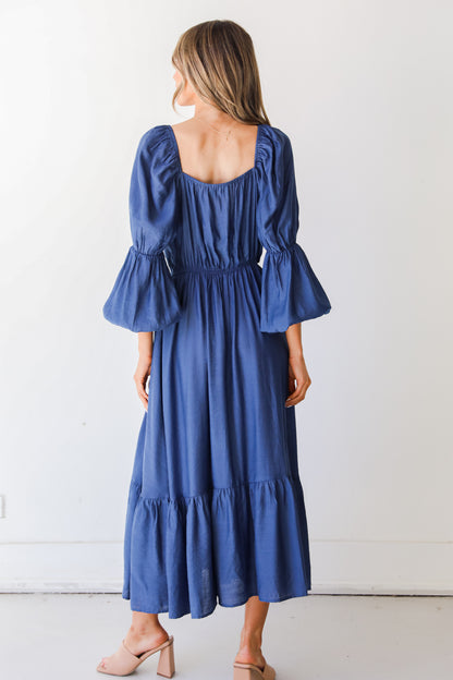 navy blue Maxi Dress back view
