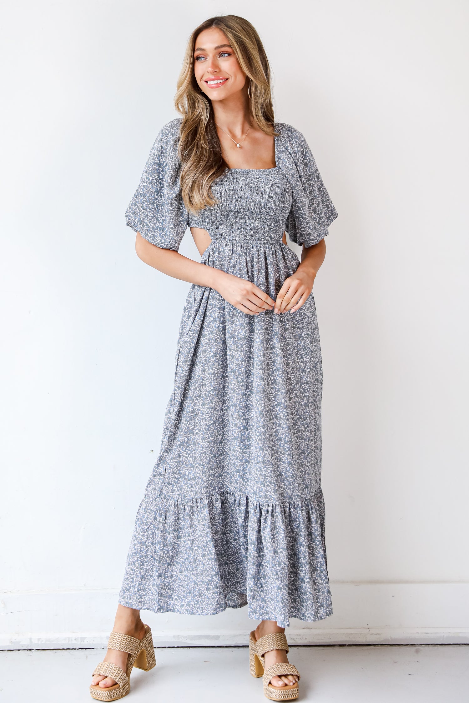 blue Floral Maxi Dress