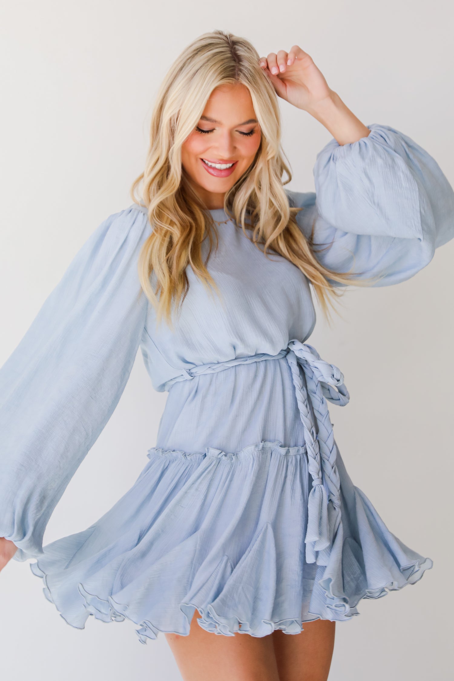 light blue Mini Dress on model