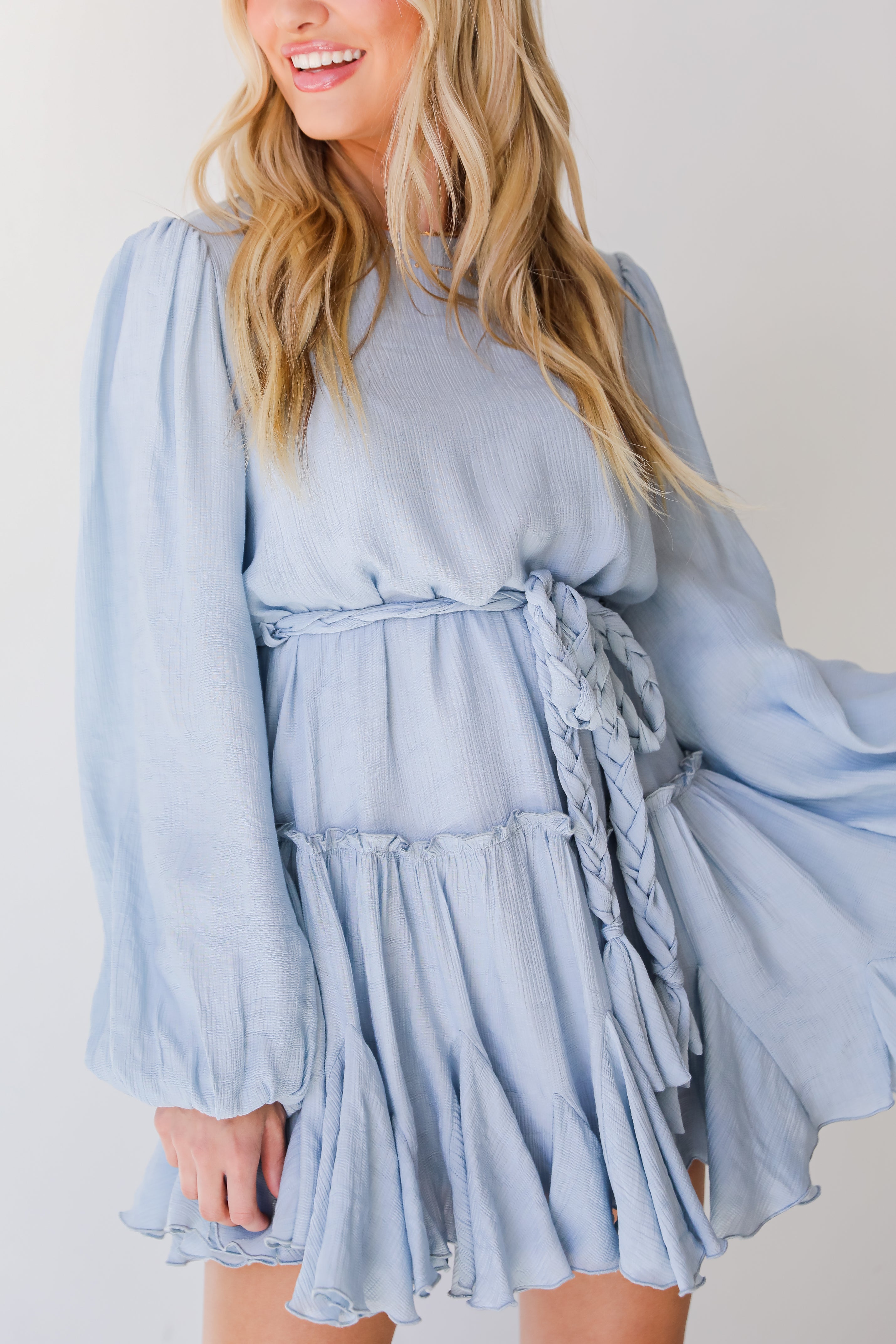 light blue Mini Dress close up