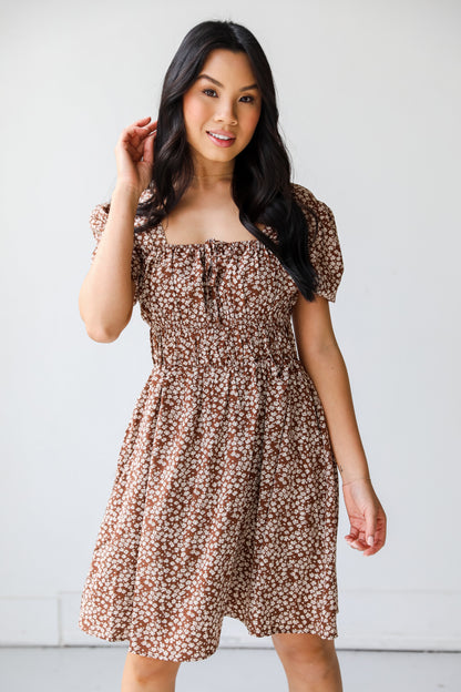 Spring Floral Mini Dress front view