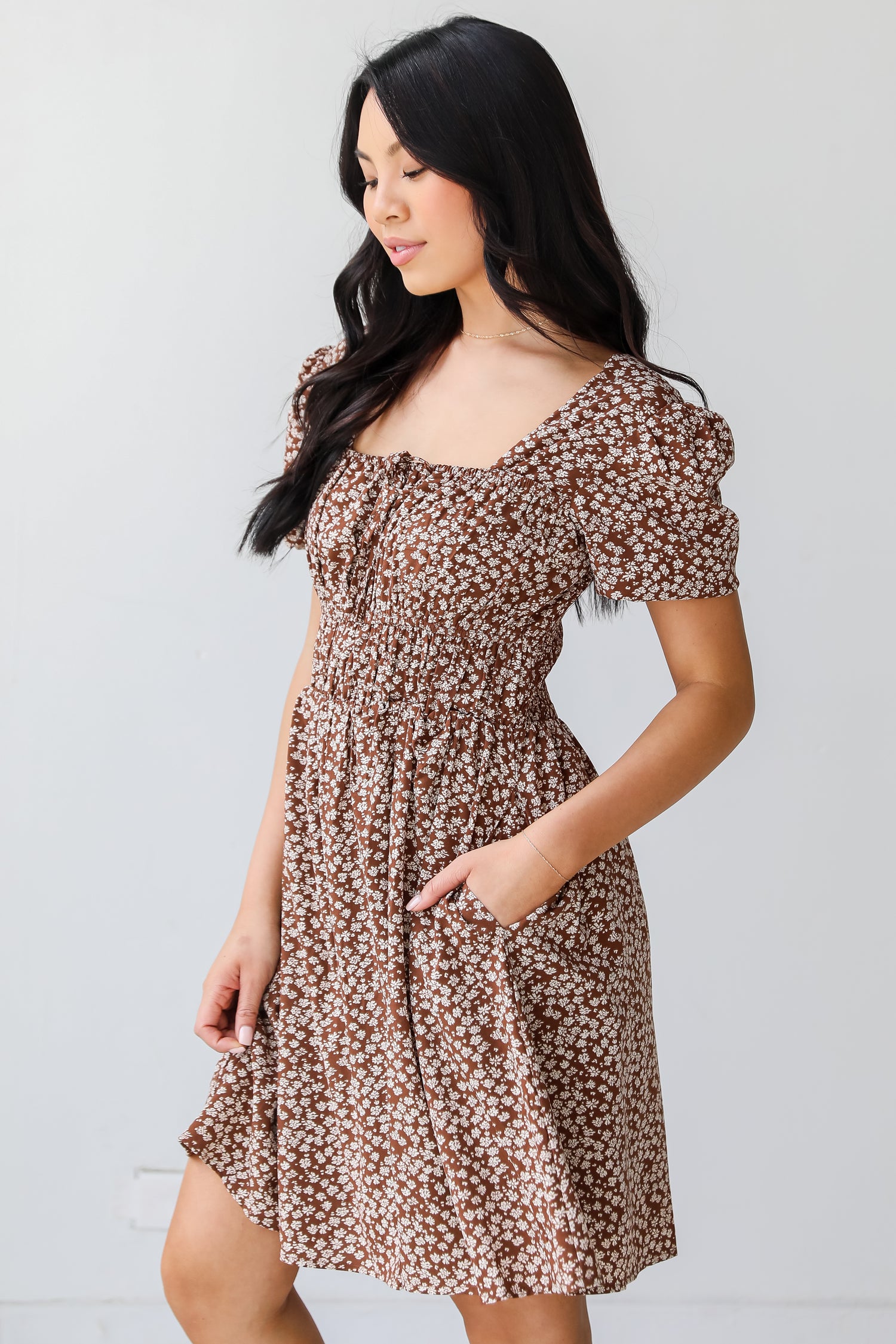 Spring Floral Mini Dress side view