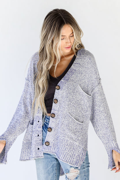 Sweater Cardigan in blue on model