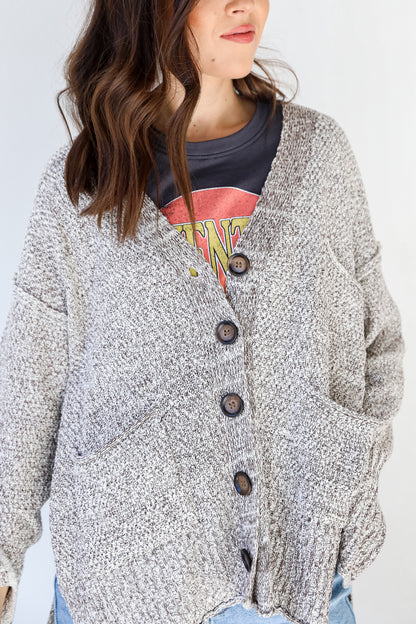 Sweater Cardigan in mocha front view