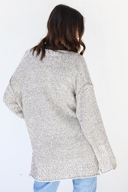 Sweater Cardigan in mocha back view