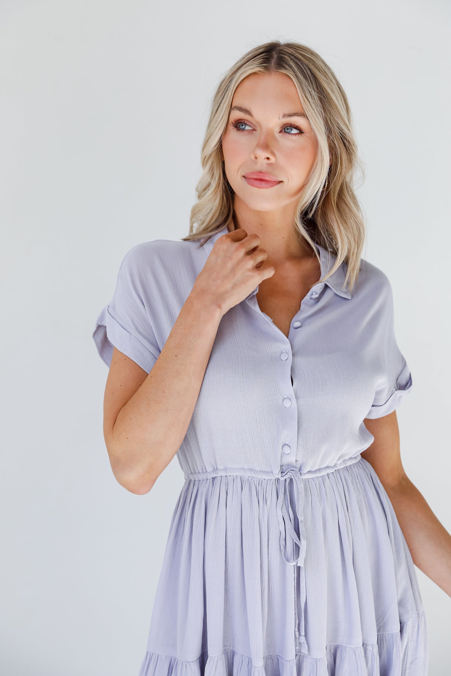 light blue Mini Dress close up