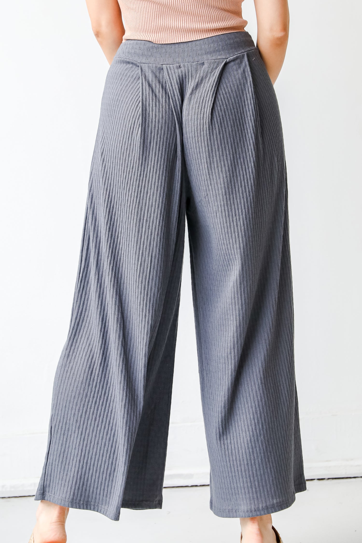 Knit Wide Leg Pants back view