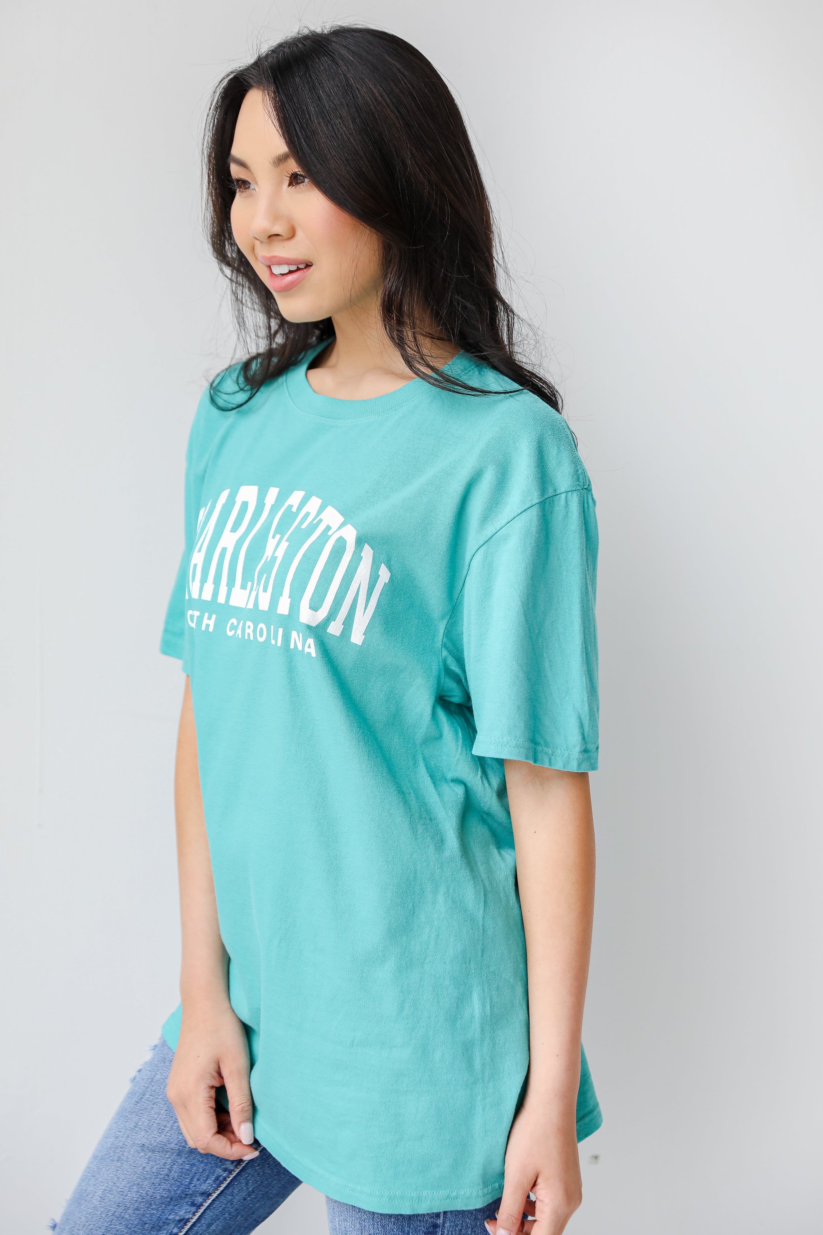Teal Charleston Tee side view