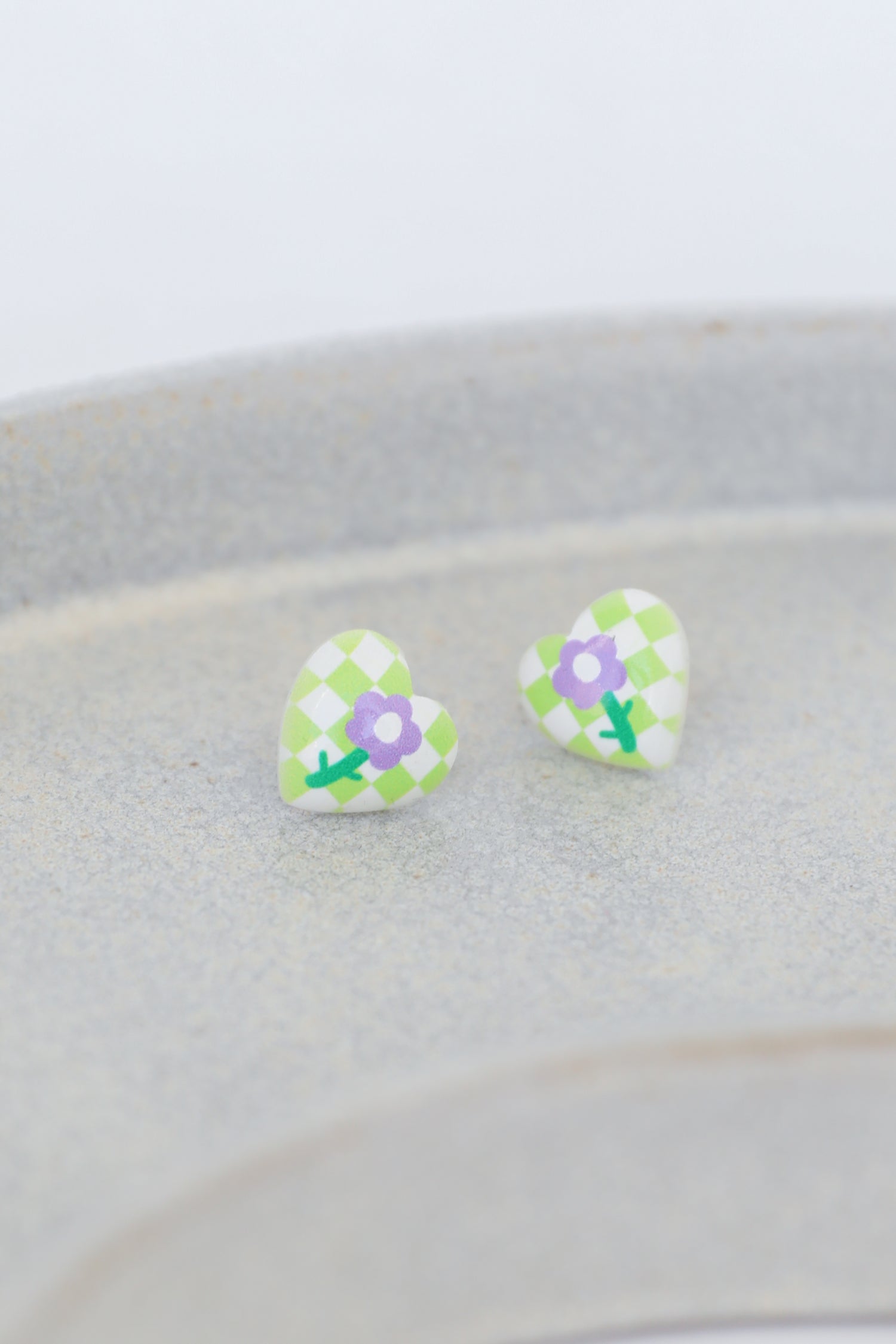heart earrings in green