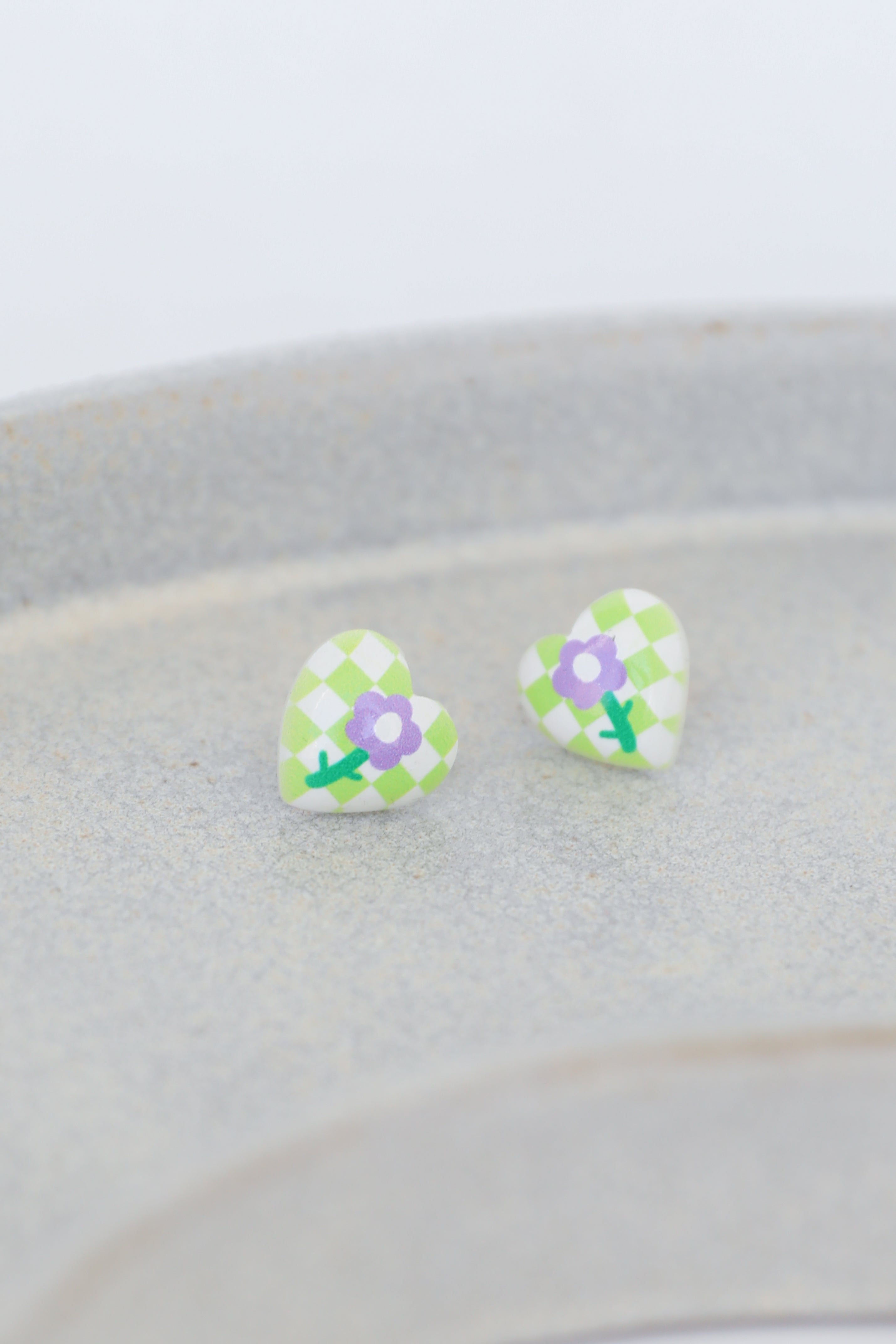 heart earrings in green