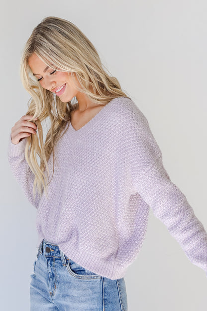 Eyelash Knit Sweater in lilac side view