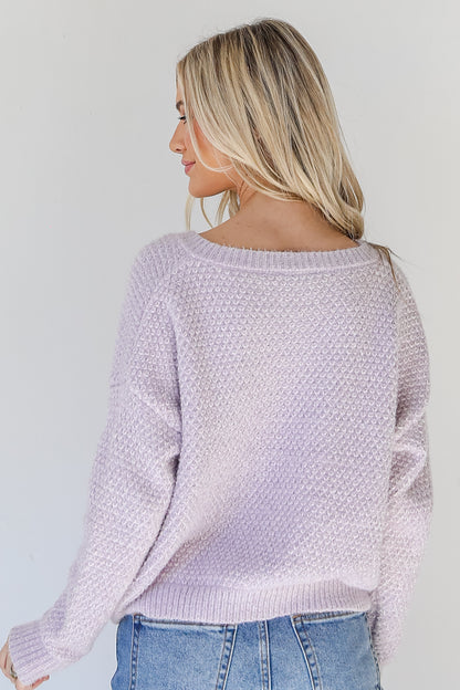 Eyelash Knit Sweater in lilac back view