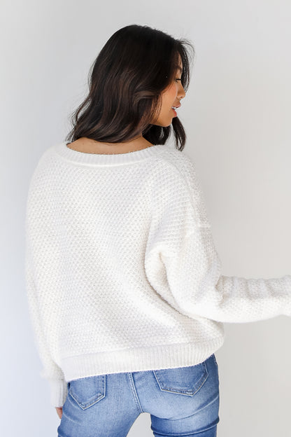 Eyelash Knit Sweater in white back view