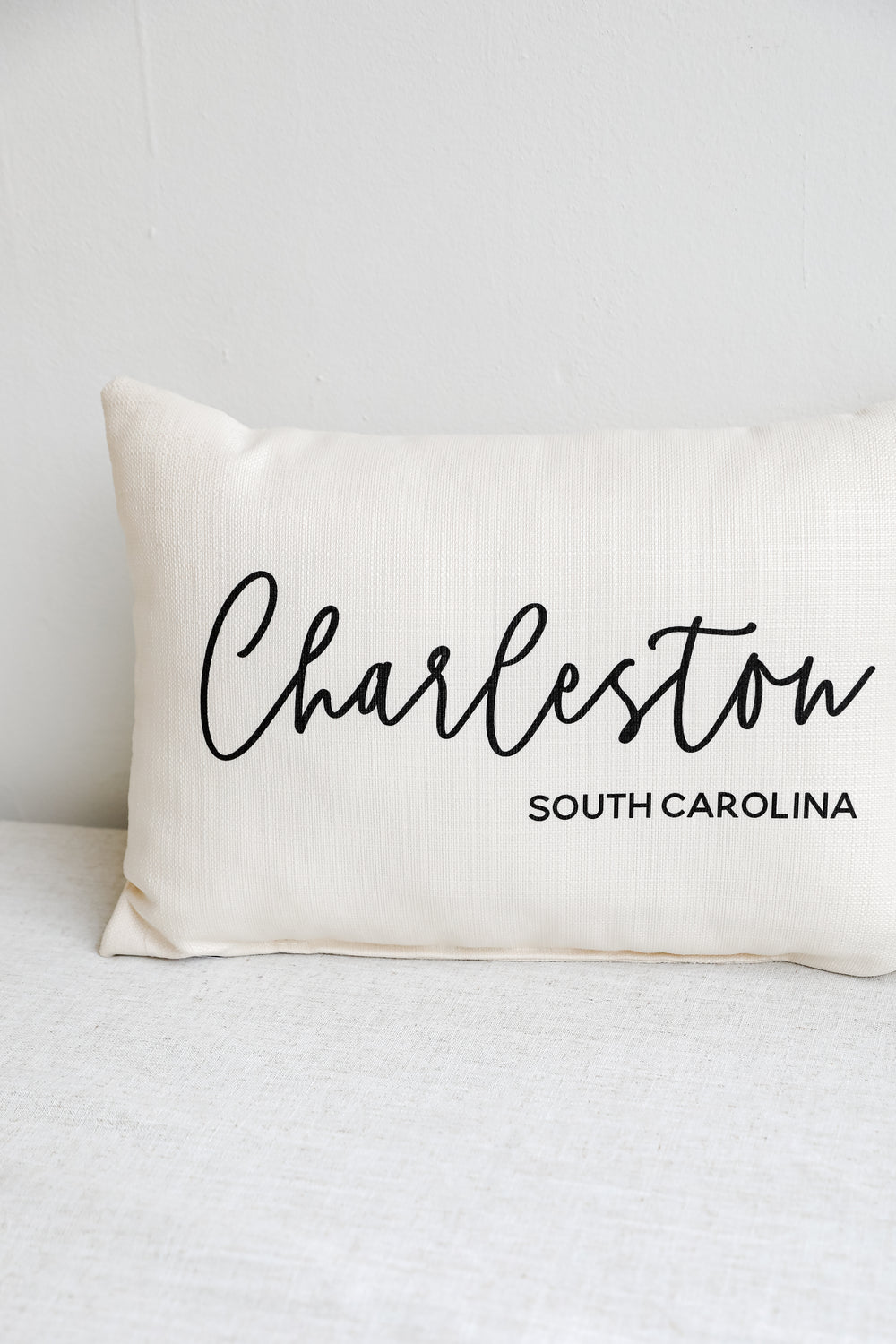 Charleston Script Pillow close up