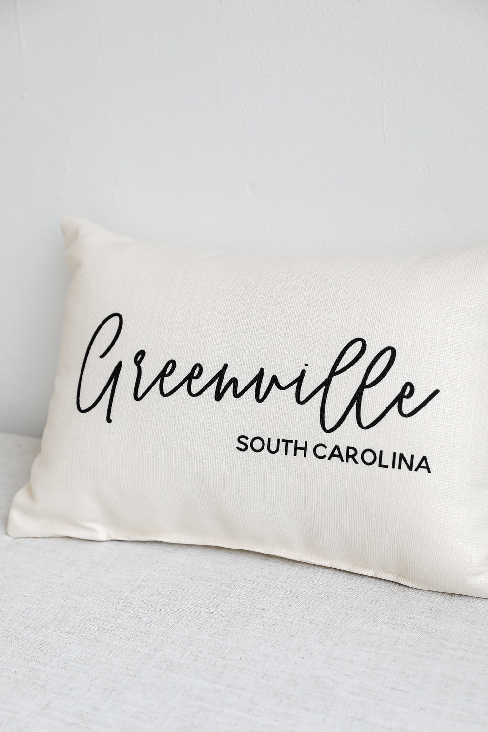 Greenville Script Pillow close up