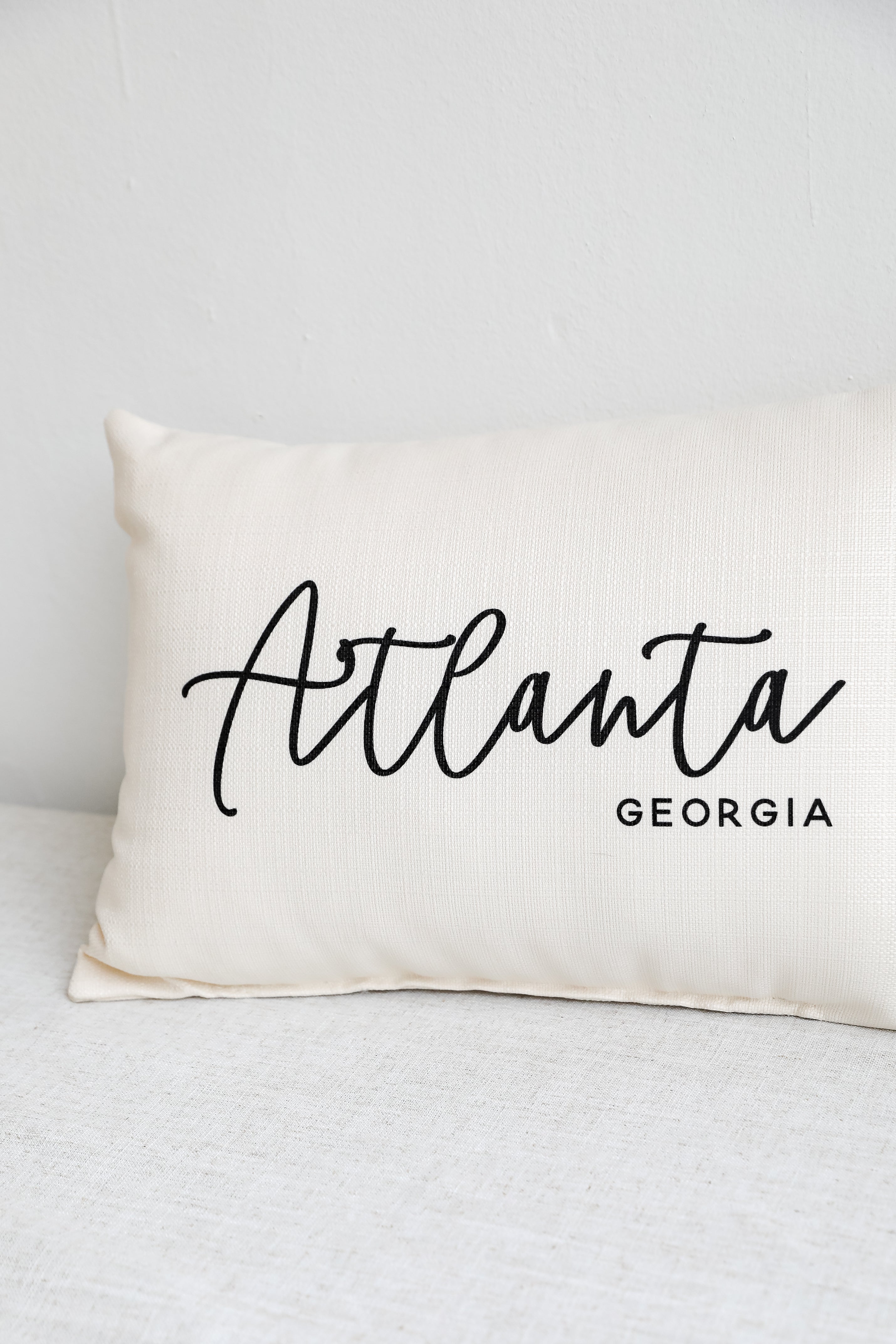 Atlanta Script Pillow close up