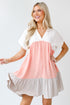 Color Block Babydoll Mini Dress