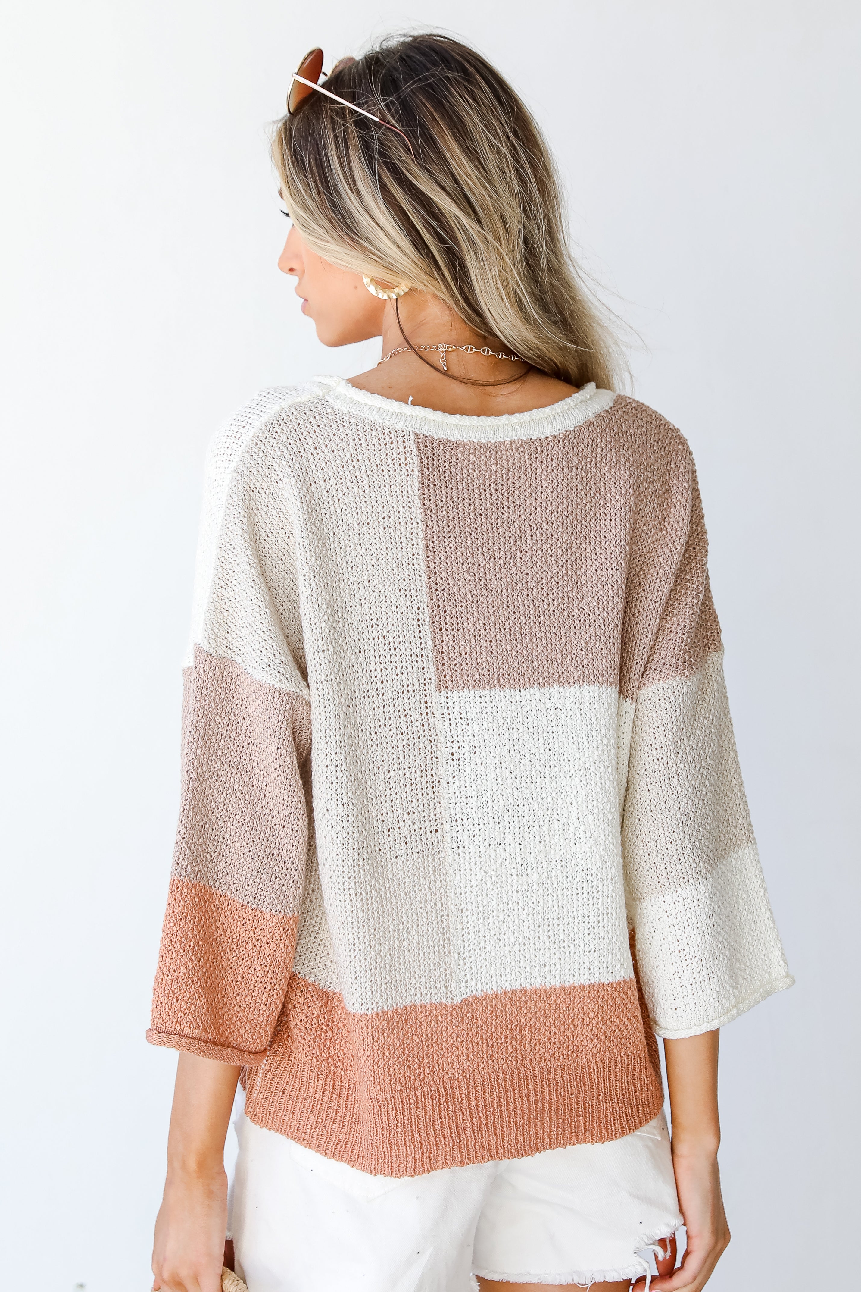 Color Block Knit Top back view